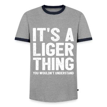 Liger Lustiges Geschenk - Männer Kontrast-T-Shirt - Grau/Navy  - Vorne - AI Model Female 172 light (172cm) & AI Model Male 178 light (178cm)