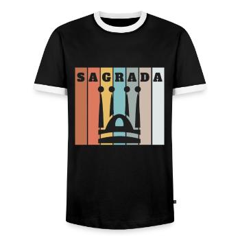 Bandera Independentista Catalana Estelada Negra - Men's Ringer Shirt - black/white - Front - AI Model Female 172 light (172cm) & AI Model Male 178 light (178cm)