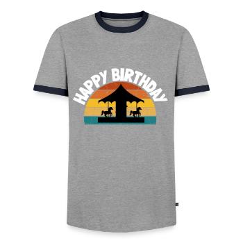 Carnival Party Birthday Girl Cumpleaños Carousel - Men's Ringer Shirt - grey/navy  - Front - AI Model Female 172 light (172cm) & AI Model Male 178 light (178cm)