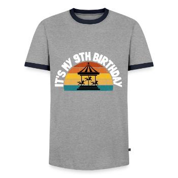 Carnival Party Birthday Girl Cumpleaños Carousel - Men's Ringer Shirt - grey/navy  - Front - AI Model Female 172 light (172cm) & AI Model Male 178 light (178cm)