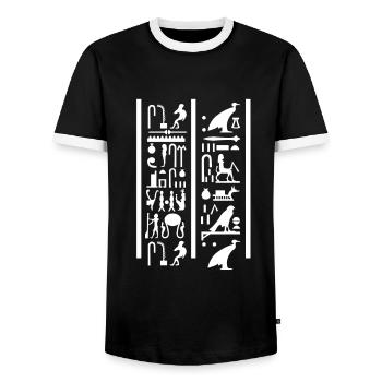 Hieroglyphics Egyptologist, Ancient Egyptian - Men's Ringer Shirt - black/white - Front - AI Model Female 172 light (172cm) & AI Model Male 178 light (178cm)