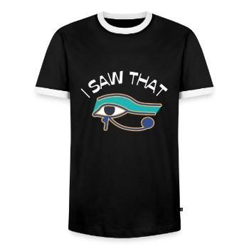 Hieroglyphics Egyptologist, Ancient Egyptian - Men's Ringer Shirt - black/white - Front - AI Model Female 172 light (172cm) & AI Model Male 178 light (178cm)