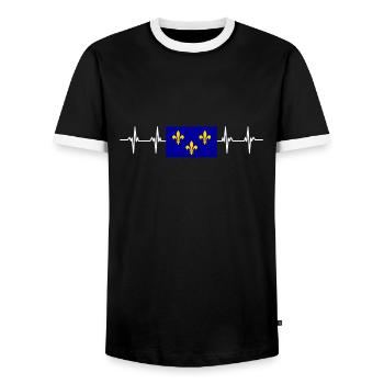 île de France - Men's Ringer Shirt - black/white - Front - AI Model Female 172 light (172cm) & AI Model Male 178 light (178cm)