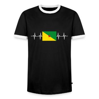 France French Guiana - Men's Ringer Shirt - black/white - Front - AI Model Female 172 light (172cm) & AI Model Male 178 light (178cm)