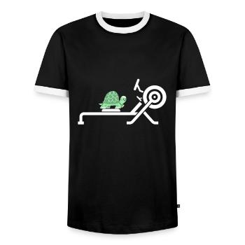 Erg Ergometer And Rowing Exercise Machine Rowing - Men's Ringer Shirt - black/white - Front - AI Model Female 172 light (172cm) & AI Model Male 178 light (178cm)