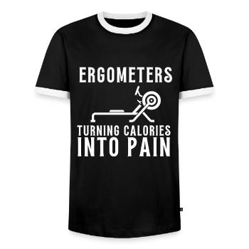 Erg Ergometer And Rowing Exercise Machine Rowing - Men's Ringer Shirt - black/white - Front - AI Model Female 172 light (172cm) & AI Model Male 178 light (178cm)
