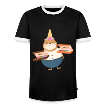 Cat Unicorn Donut - Men's Ringer Shirt - black/white - Front - AI Model Female 172 light (172cm) & AI Model Male 178 light (178cm)