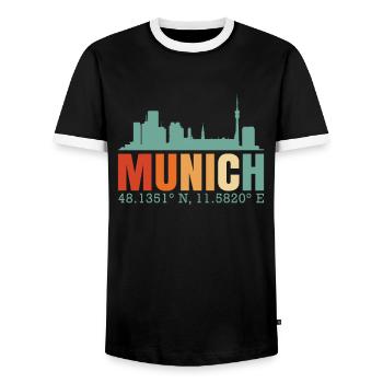 Munich Skyline - Men's Ringer Shirt - black/white - Front - AI Model Female 172 light (172cm) & AI Model Male 178 light (178cm)