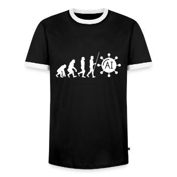 Artificial Intelligence Ai Chat - Men's Ringer Shirt - black/white - Front - AI Model Female 172 light (172cm) & AI Model Male 178 light (178cm)