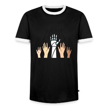 Artificial Intelligence Ai Chat - Men's Ringer Shirt - black/white - Front - AI Model Female 172 light (172cm) & AI Model Male 178 light (178cm)