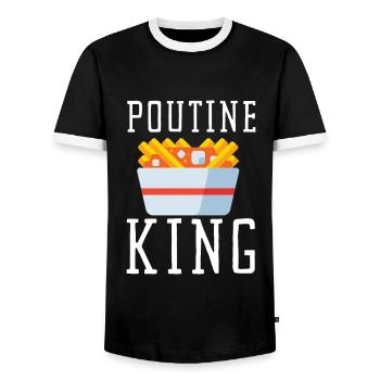 Cheese Curds Gravy Mix Canada Poutine - Men's Ringer Shirt - black/white - Front - AI Model Female 172 light (172cm) & AI Model Male 178 light (178cm)