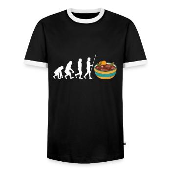 Brazil Brazilian Pork Bean Stew Feijoada - Men's Ringer Shirt - black/white - Front - AI Model Female 172 light (172cm) & AI Model Male 178 light (178cm)