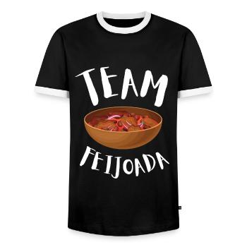 Brazil Brazilian Pork Bean Stew Feijoada - Men's Ringer Shirt - black/white - Front - AI Model Female 172 light (172cm) & AI Model Male 178 light (178cm)