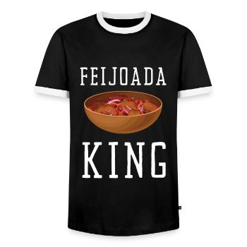 Brazil Brazilian Pork Bean Stew Feijoada - Men's Ringer Shirt - black/white - Front - AI Model Female 172 light (172cm) & AI Model Male 178 light (178cm)