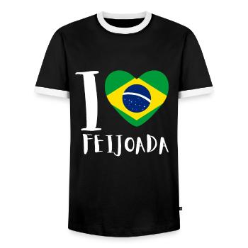 Brazil Brazilian Pork Bean Stew Feijoada - Men's Ringer Shirt - black/white - Front - AI Model Female 172 light (172cm) & AI Model Male 178 light (178cm)