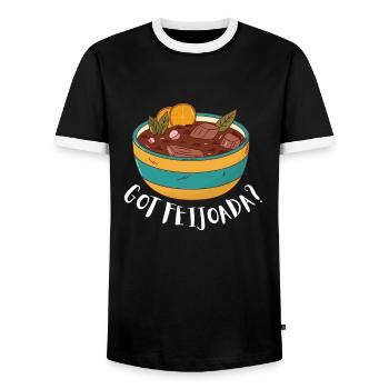 Brazil Brazilian Pork Bean Stew Feijoada - Men's Ringer Shirt - black/white - Front - AI Model Female 172 light (172cm) & AI Model Male 178 light (178cm)