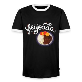 Brazil Brazilian Pork Bean Stew Feijoada - Men's Ringer Shirt - black/white - Front - AI Model Female 172 light (172cm) & AI Model Male 178 light (178cm)