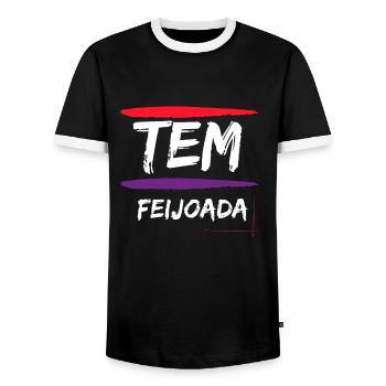 Brazil Brazilian Pork Bean Stew Feijoada - Men's Ringer Shirt - black/white - Front - AI Model Female 172 light (172cm) & AI Model Male 178 light (178cm)