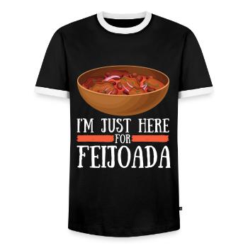 Brazil Brazilian Pork Bean Stew Feijoada - Men's Ringer Shirt - black/white - Front - AI Model Female 172 light (172cm) & AI Model Male 178 light (178cm)
