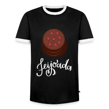 Brazil Brazilian Pork Bean Stew Feijoada - Men's Ringer Shirt - black/white - Front - AI Model Female 172 light (172cm) & AI Model Male 178 light (178cm)
