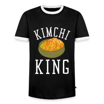 KBBQ Korean BBQ Kimchi Ramen - Men's Ringer Shirt - black/white - Front - AI Model Female 172 light (172cm) & AI Model Male 178 light (178cm)