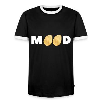 Juste une fille qui aime les croustilles - T-shirt contrasté Homme - noir/blanc - Devant - AI Model Female 172 light (172cm) & AI Model Male 178 light (178cm)