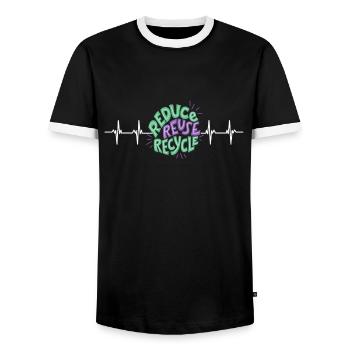 Recycle, I Love Recycling - Men's Ringer Shirt - black/white - Front - AI Model Female 172 light (172cm) & AI Model Male 178 light (178cm)