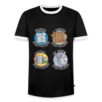 Recycle, I Love Recycling - Men's Ringer Shirt - black/white - Front - AI Model Female 172 light (172cm) & AI Model Male 178 light (178cm)