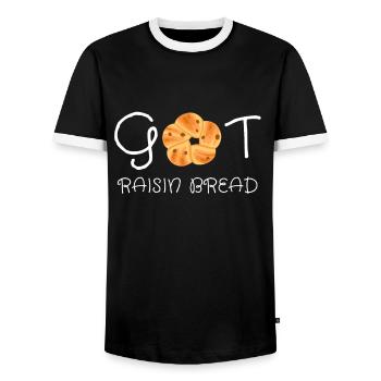 Cuisson du pain aux raisins secs - T-shirt contrasté Homme - noir/blanc - Devant - AI Model Female 172 light (172cm) & AI Model Male 178 light (178cm)