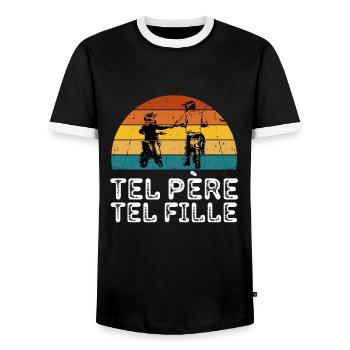 Motocross Moto Père Et Fille Une Équipe pour La - Männer Kontrast-T-Shirt - Schwarz/Weiß - Vorne - AI Model Female 172 light (172cm) & AI Model Male 178 light (178cm)