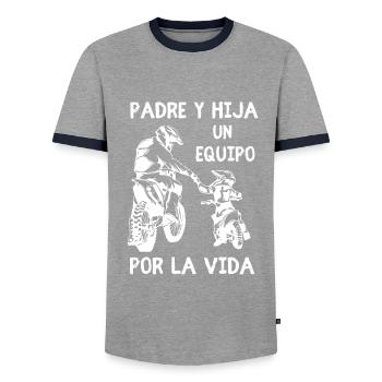 Tal Padre Tal Hijo Motocross Moto Desporte - Männer Kontrast-T-Shirt - Grau/Navy  - Vorne - AI Model Female 172 light (172cm) & AI Model Male 178 light (178cm)