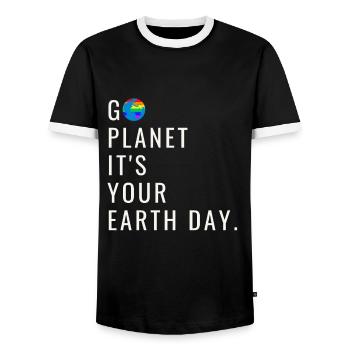 Go Planet It’s Your Earth Day Arc-en-ciel - T-shirt contrasté Homme - noir/blanc - Devant - AI Model Female 172 light (172cm) & AI Model Male 178 light (178cm)