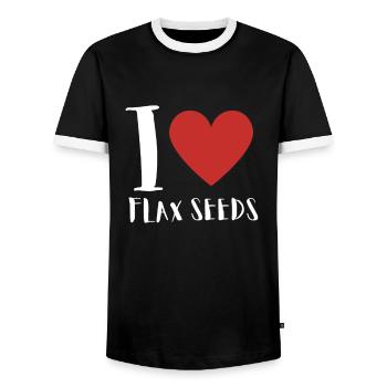 Superfood Flax Oil - Men's Ringer Shirt - black/white - Front - AI Model Female 172 light (172cm) & AI Model Male 178 light (178cm)