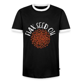Superfood Flax Oil - Men's Ringer Shirt - black/white - Front - AI Model Female 172 light (172cm) & AI Model Male 178 light (178cm)