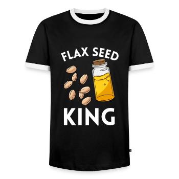Superfood Flax Oil - Men's Ringer Shirt - black/white - Front - AI Model Female 172 light (172cm) & AI Model Male 178 light (178cm)