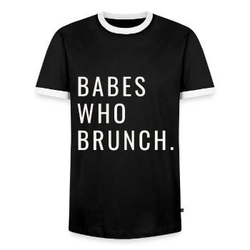 Babes Who Brunch Squat - T-shirt contrasté Homme - noir/blanc - Devant - AI Model Female 172 light (172cm) & AI Model Male 178 light (178cm)
