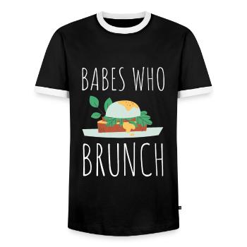 Babes Who Brunch Squat - T-shirt contrasté Homme - noir/blanc - Devant - AI Model Female 172 light (172cm) & AI Model Male 178 light (178cm)