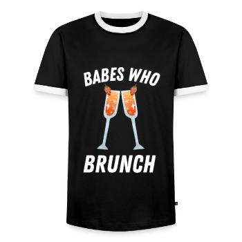 Babes Who Brunch Squat - T-shirt contrasté Homme - noir/blanc - Devant - AI Model Female 172 light (172cm) & AI Model Male 178 light (178cm)