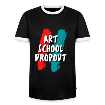 Art School Dropout - Men's Ringer Shirt - black/white - Front - AI Model Female 172 light (172cm) & AI Model Male 178 light (178cm)