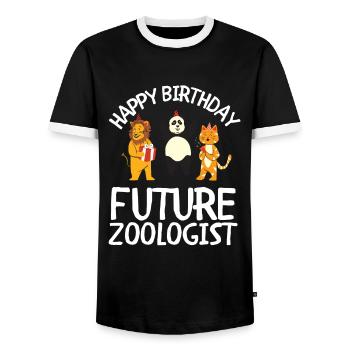 Future Zoologist Birthday Wildlife - T-shirt contrasté Homme - noir/blanc - Devant - AI Model Female 172 light (172cm) & AI Model Male 178 light (178cm)