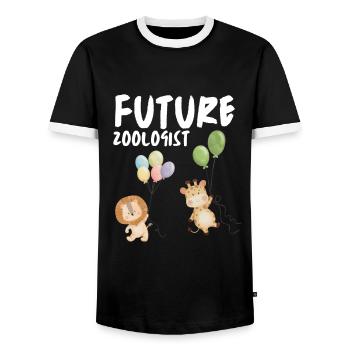 Future Zoologist Birthday Wildlife - T-shirt contrasté Homme - noir/blanc - Devant - AI Model Female 172 light (172cm) & AI Model Male 178 light (178cm)