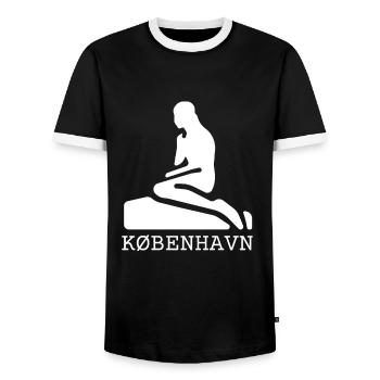 Kobenhavn Denmark Danish Kobenhaven Mermaid - Men's Ringer Shirt - black/white - Front - AI Model Female 172 light (172cm) & AI Model Male 178 light (178cm)