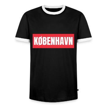 Kobenhavn Denmark Danish Kobenhaven Mermaid - Men's Ringer Shirt - black/white - Front - AI Model Female 172 light (172cm) & AI Model Male 178 light (178cm)