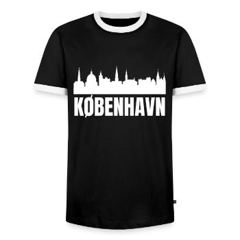 Kobenhavn Denmark Danish Kobenhaven Mermaid - Men's Ringer Shirt - black/white - Front - AI Model Female 172 light (172cm) & AI Model Male 178 light (178cm)