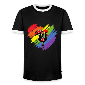 Galo De Barcelos Portuguese Rooster - Männer Kontrast-T-Shirt - Schwarz/Weiß - Vorne - AI Model Female 172 light (172cm) & AI Model Male 178 light (178cm)