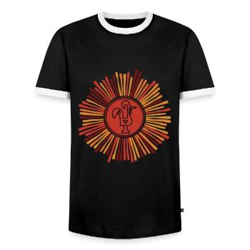 Galo De Barcelos Portuguese Rooster - Männer Kontrast-T-Shirt - Schwarz/Weiß - Vorne - AI Model Female 172 light (172cm) & AI Model Male 178 light (178cm)