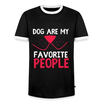 Dogs Are My Favorite People - Men's Ringer Shirt - black/white - Front - AI Model Female 172 light (172cm) & AI Model Male 178 light (178cm)