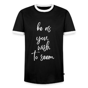 Philosophical Debate Feeling Philoslothical - Men's Ringer Shirt - black/white - Front - AI Model Female 172 light (172cm) & AI Model Male 178 light (178cm)