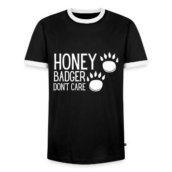 Honey Badger s’en fiche - T-shirt contrasté Homme - noir/blanc - Devant - AI Model Female 172 light (172cm) & AI Model Male 178 light (178cm)