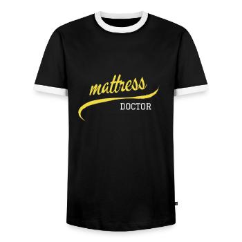 Best Salesman Bed Mattress Doctor - Men's Ringer Shirt - black/white - Front - AI Model Female 172 light (172cm) & AI Model Male 178 light (178cm)